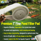 Classic Koi Pond Filter Pad FINE - White Bulk Roll Pond Filter Media, Ultra-Durable Pond Filters for Outdoor Ponds, Reusable Fish Pond Filter