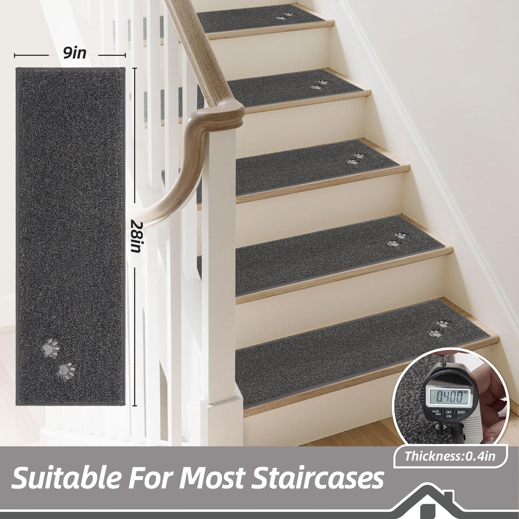 BEQHAUSE Stair Treads Non Slip for Wooden Steps 28" x 9", 15pcs, Charcoal