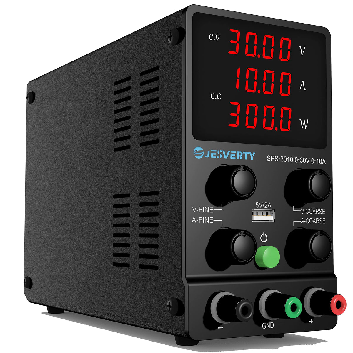 DC Power Supply Variable, 0-30V 0-10A Adjustable Switching DC Regulated Bench Power Supply with High Precision 4-Digit LED Display, 5V/2A USB Port