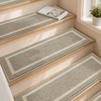 COSY HOMEER Soft Stair Treads 15pcs Non-Slip Carpet Mat 28inX9in,Beige