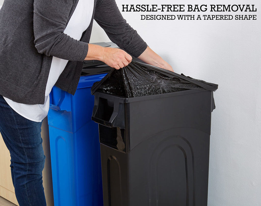 United Solutions Highboy Waste Container with Swing Lid, 23 Gallon, Space Saving Slim Profile and Simple Bag Removal, Handles for Easy Carrying