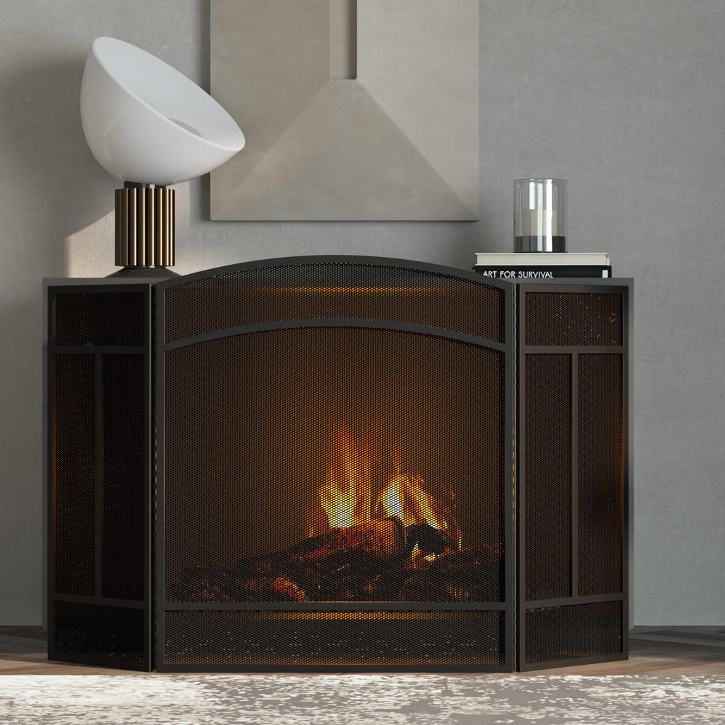 Fire Beauty 3 Panel Arch Top Fireplace Screen Fire Screen Spark Guard Cover
