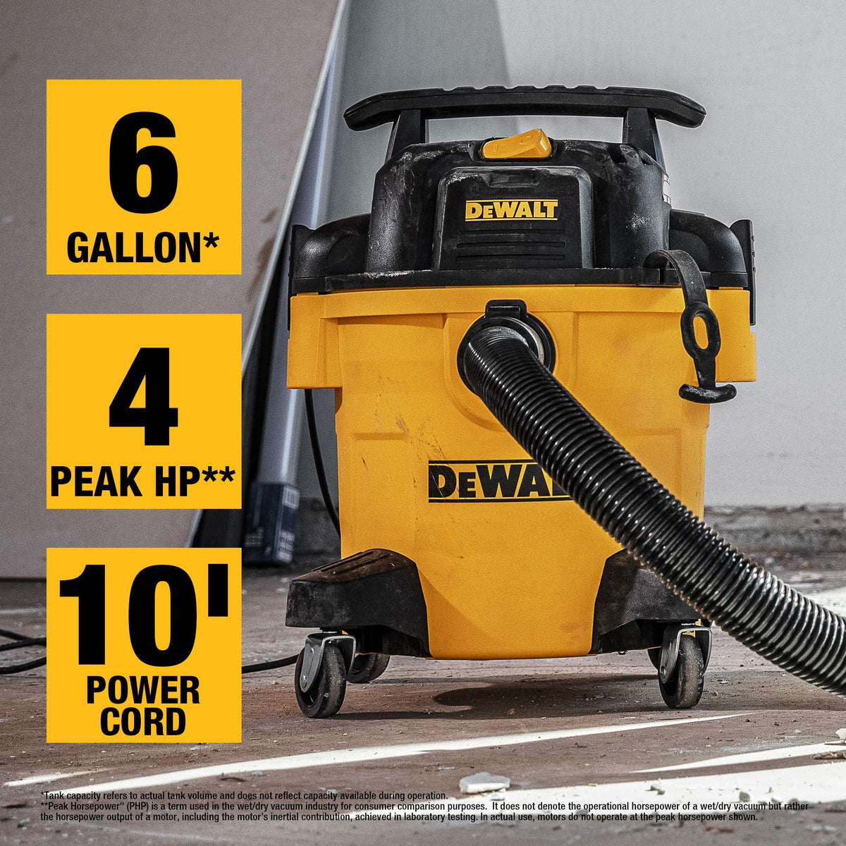 DEWALT Shop Vacuum 6 Gal 4 HP Poly Wet/Dry Vacuum with Blower DXV06P