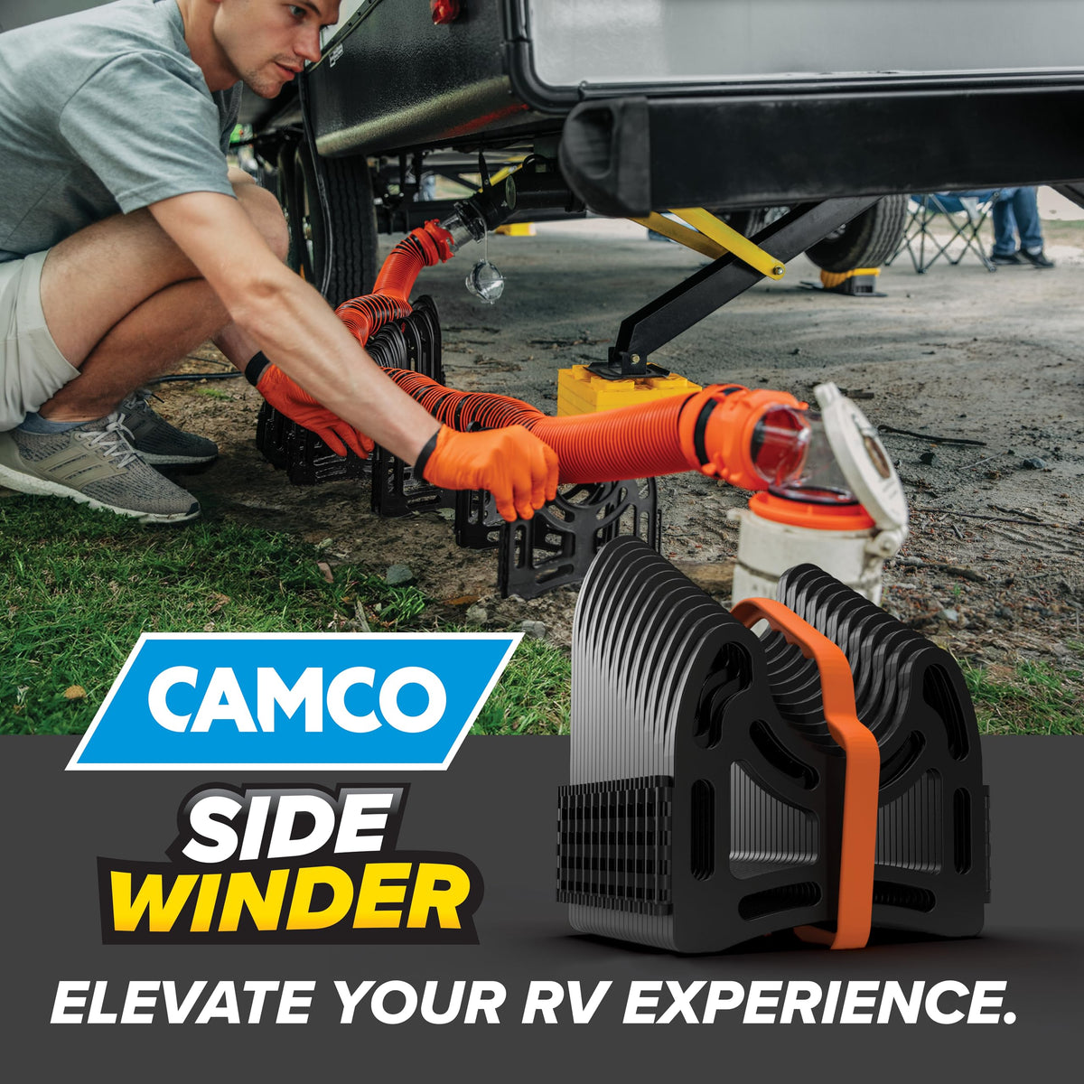 Camco Sidewinder Telescoping Folding RV Sewer Hose Support, 15 Ft, 43043