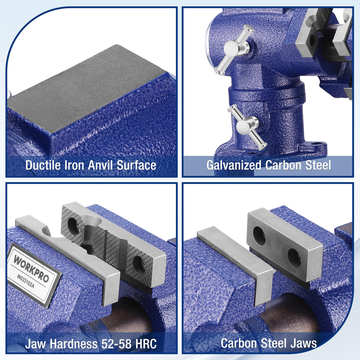 WORKPRO Dual Jaws Table Vise 2.5" & 1.5", 360° Swivel Clamp-On Bench Vise