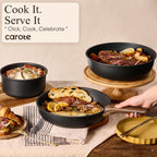 CAROTE 21pcs Pots and Pans Set Non Stick, Detachable Handle Cookware, Black