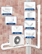 3" 13Ft Mini Split Line Set Cover, Decorative Line Hide Kit, White