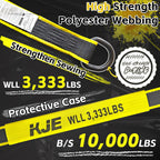 KJE 4 Pack Reflective Car Tie Down Straps for Trailers - Tire Ratchet Strap with Chain Anchors - 2" x 10' 10,000LBS Break Strength - Lasso Style