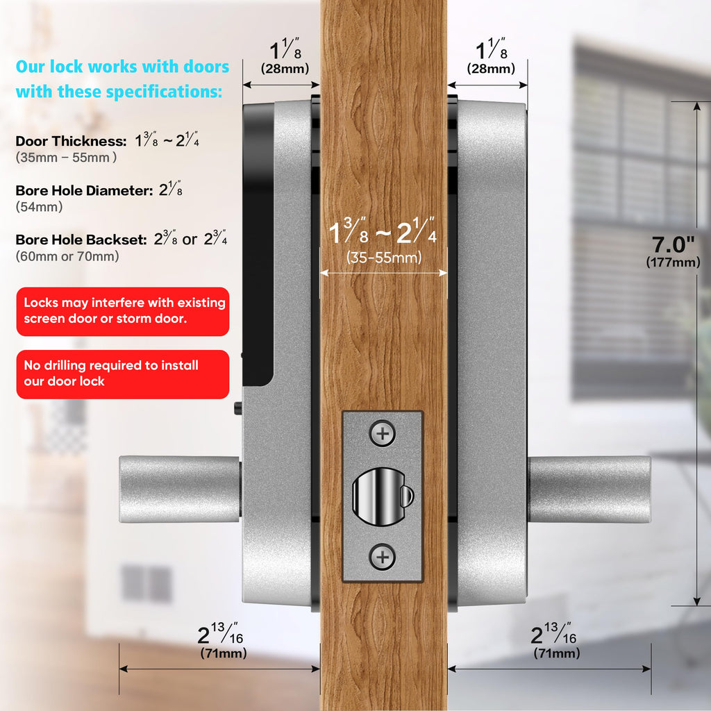 Fingerprint Smart Door Lock with Handle & Keypad – No More Lost Keys, Keyless Entry & Remote Access for Home, Kids, Airbnb & Rental Property, DIY
