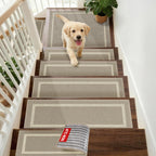 COSY HOMEER Soft Stair Treads 15pcs Non-Slip Carpet Mat 28inX9in,Beige