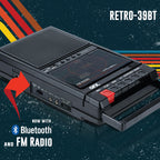 QFX Portable Shoebox Cassette Tape Player Recorder, RETRO-39BT