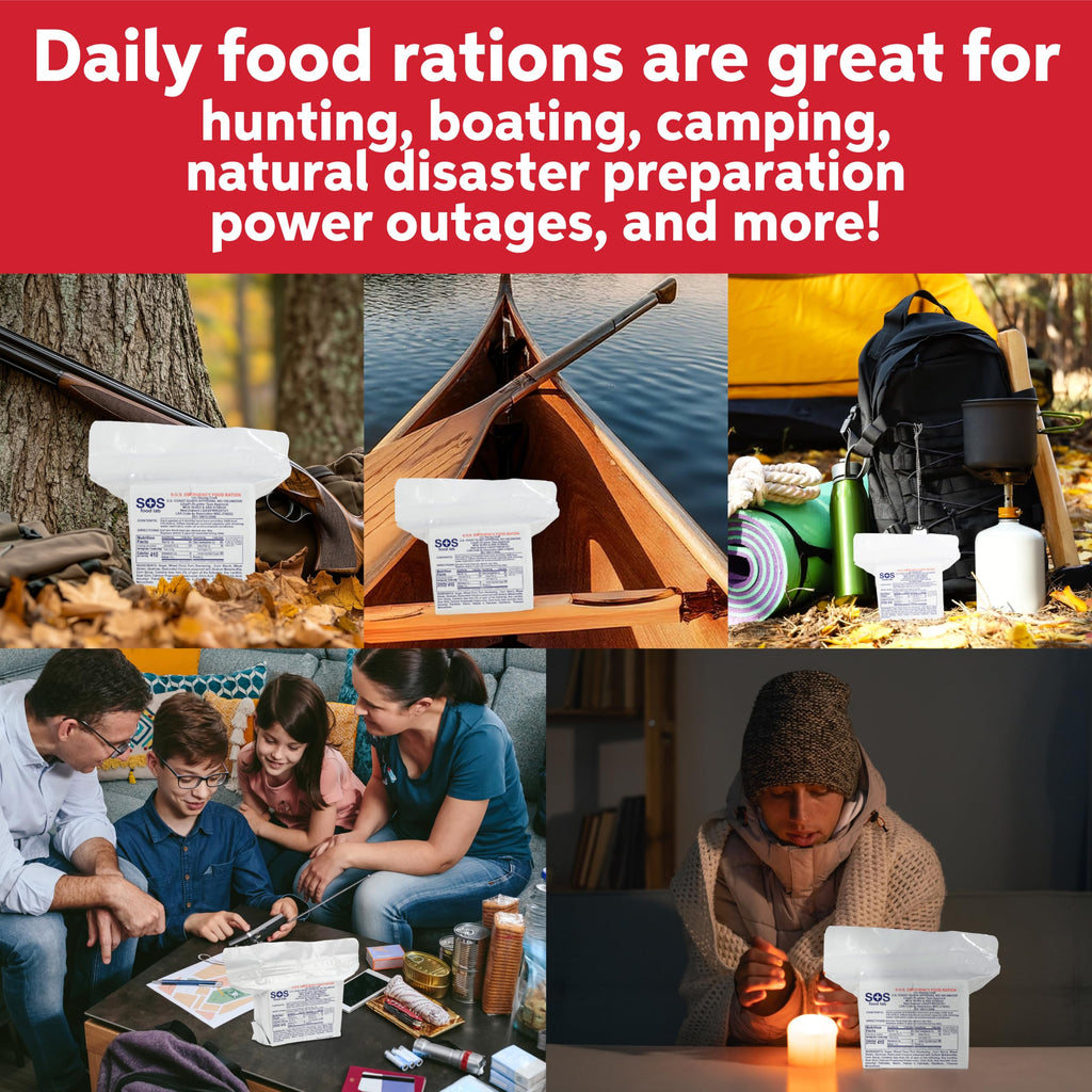 SOS Food Lab Emergency Food Bar - 2400 Calorie Ration (5 Pack Shortbread Cookie) - 2 Day/48 Hour Ready to Eat Supply for Camping, Hiking, Disaster