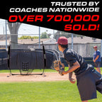 GoSports 7 ft x 7 ft Baseball & Softball Nets - Red, Black, Drip or PRO - Practice Hitting & Pitching Net with Bow Type Frame, Carry Bag and Strike