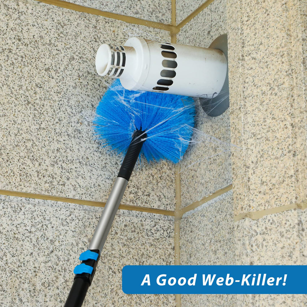 20 Feet High Reach Duster Kit with 5-12 Ft Extension Pole, Cobweb Duster with Telescoping Pole, Window Squeegee with Scrubber, Spider Web Brush, High