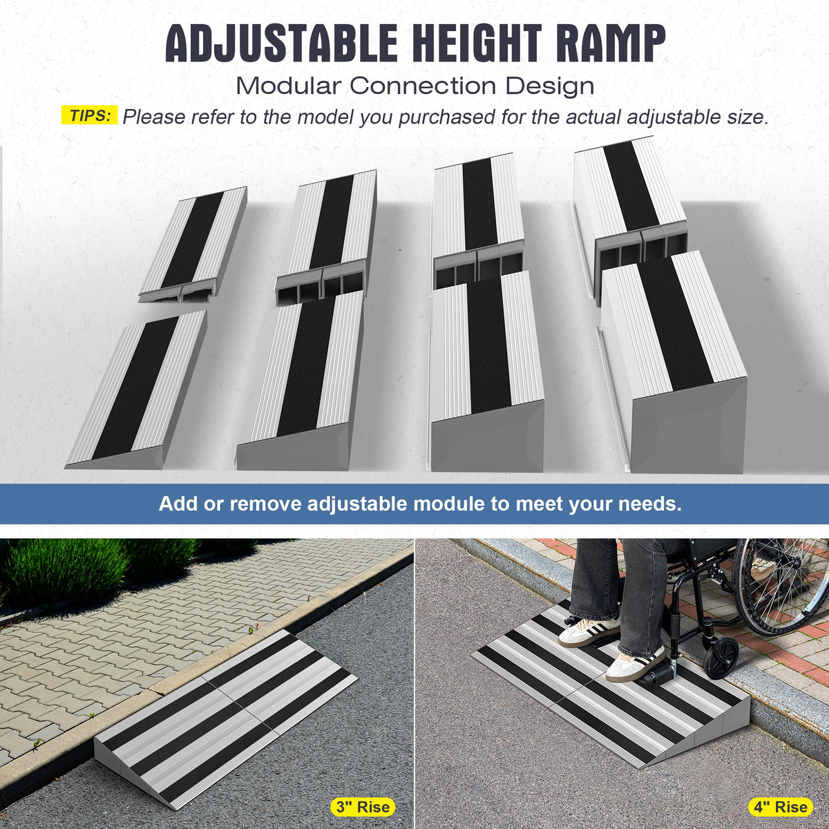 3 Inch Threshold Ramps for Doorways, Wheelchair Ramp for Home Steps