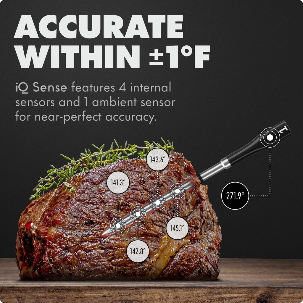 CHEF iQ Sense | Smart Wireless Meat Thermometer | 2 Ultra-Thin Probes | WiFi Unlimited Range | 1000°F Heat Safe | 5 Sensors | BBQ, Grill, Oven