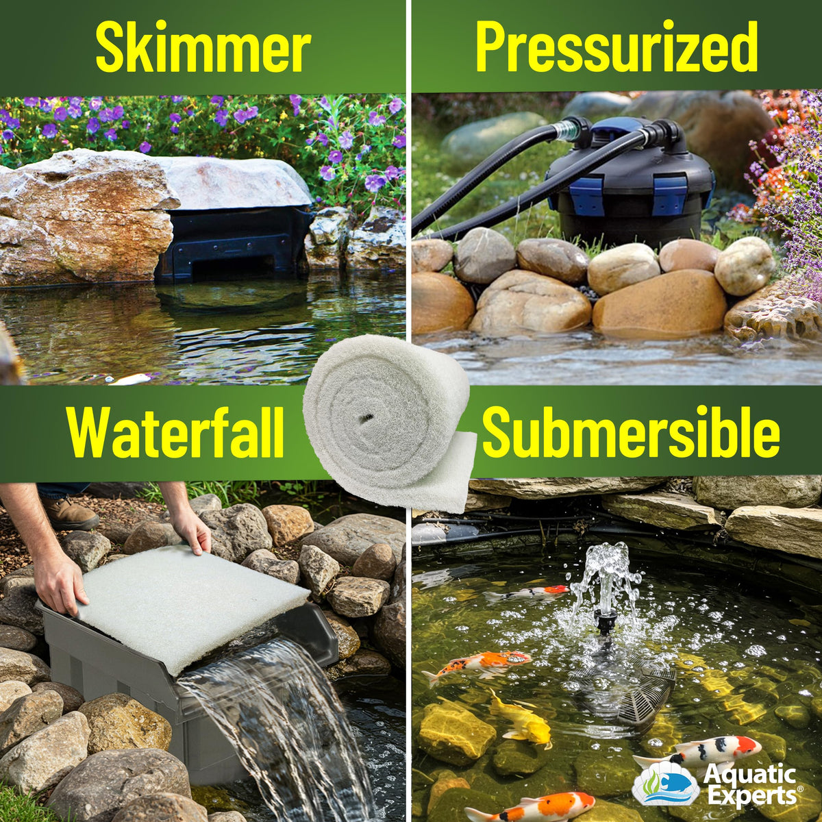 Classic Koi Pond Filter Pad FINE - White Bulk Roll Pond Filter Media, Ultra-Durable Pond Filters for Outdoor Ponds, Reusable Fish Pond Filter