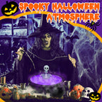 Halloween Mist Maker Fogger, 12.6" Big Witch Cauldron Skeleton with Color Change LED Light Large Capacity of Mist Water Fountain Pond Fog Machine and