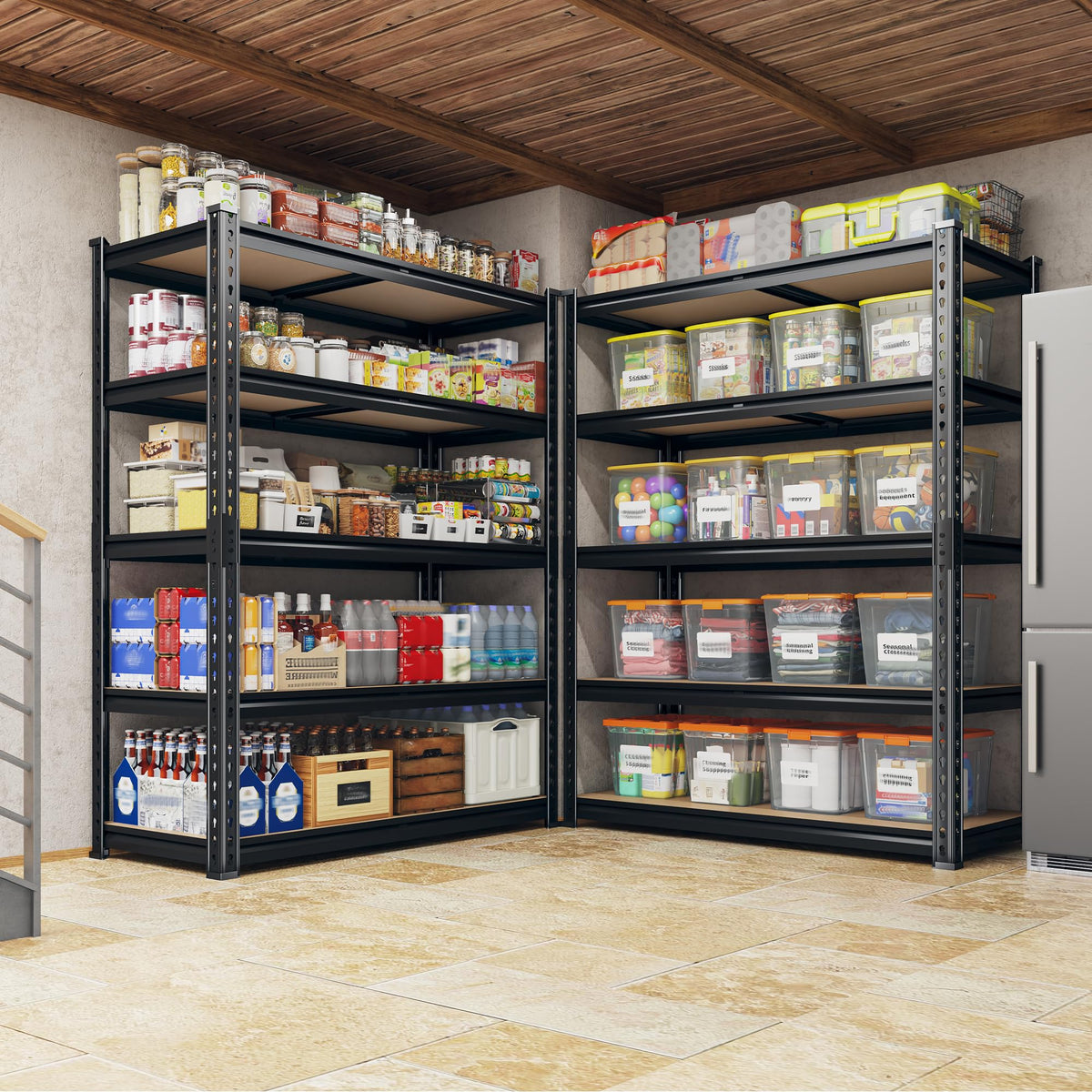 REIBII 2400 LBS Garage Shelving for Basement, Adjustable Shelving Unit