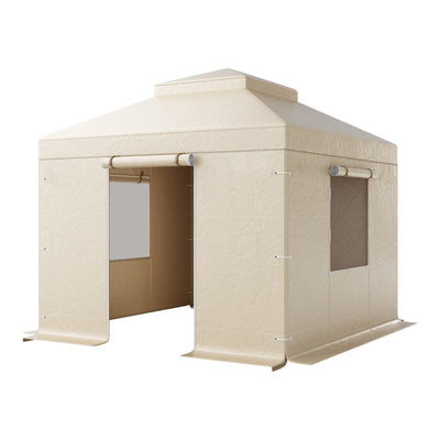 KFFKFF Winter Gazebo Cover for 10 x 10 ft Double-Tiered Gazebos, Beige - LTS-MM180-1010