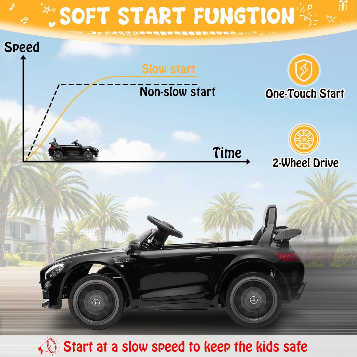 UBesGoo 12V Licensed Mercedes-Benz Electric Ride On Cars Toys for Kids, Power Wheels with Parent Remote Control, Black