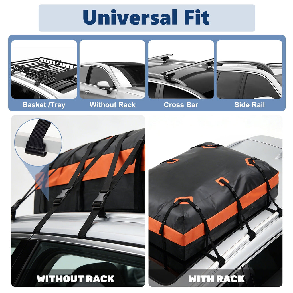 JIOABL 20 Cu ft Rooftop Cargo Carrier Bag,Waterproof Car Roof Bag with 6 Safety Hooks, Anti-Slip Mat, Lock for Cars & SUVs