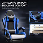 Mr IRONSTONE Ergonomic Gaming Chair with Massage Lumbar Support and Footrest, Heavy Duty 400lbs Computer Chair for Adults, Blue/Black