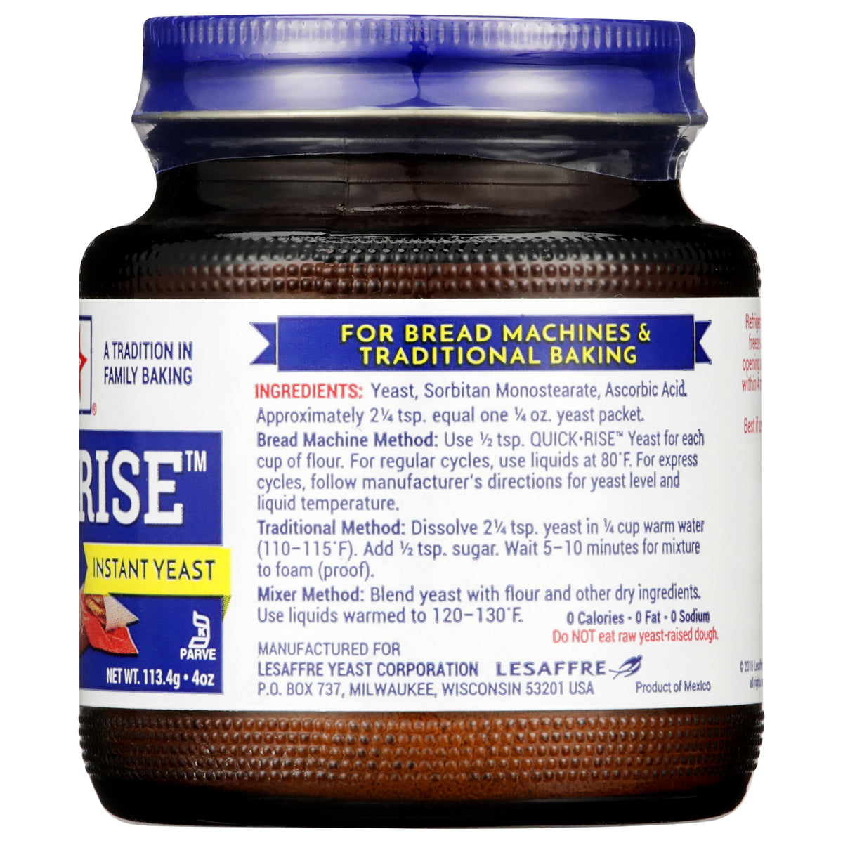 6 pack) Red Star Quick-Rise Instant Yeasts, 4 oz (113.4 g) Multi-Use Jar, Fast-Acting Baking Yeasts