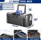 AIRAJ 3-in-1 Rolling Tool Box with Wheels Stackable Tool Chest Tool Storage Organizer Removable Trays 17 in 19 in 21 in Garage Workshop