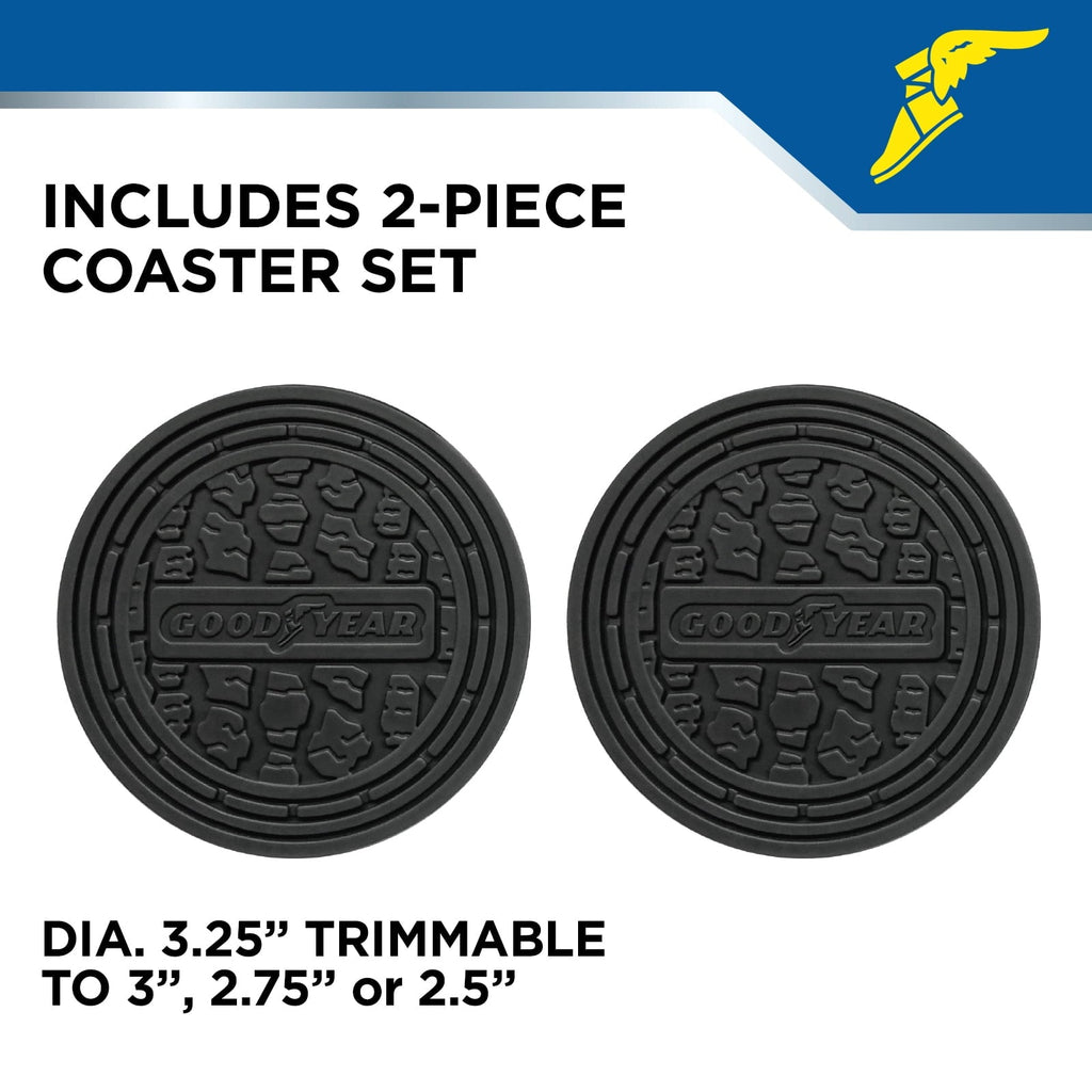 Goodyear 5-Piece Deep Dish All-Weather Rubber Floor Mats – Heavy Duty Waterproof Universal Trim-to-Fit Car, SUV & Truck Floor Liners – Black