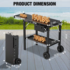 PARGRILL Outdoor Folding Grill Cart with Pull-Out Side Table, Griddle Stand Fit 17 Inch or 22 Inch, Portable Stainless Steel BBQ Prep Station with