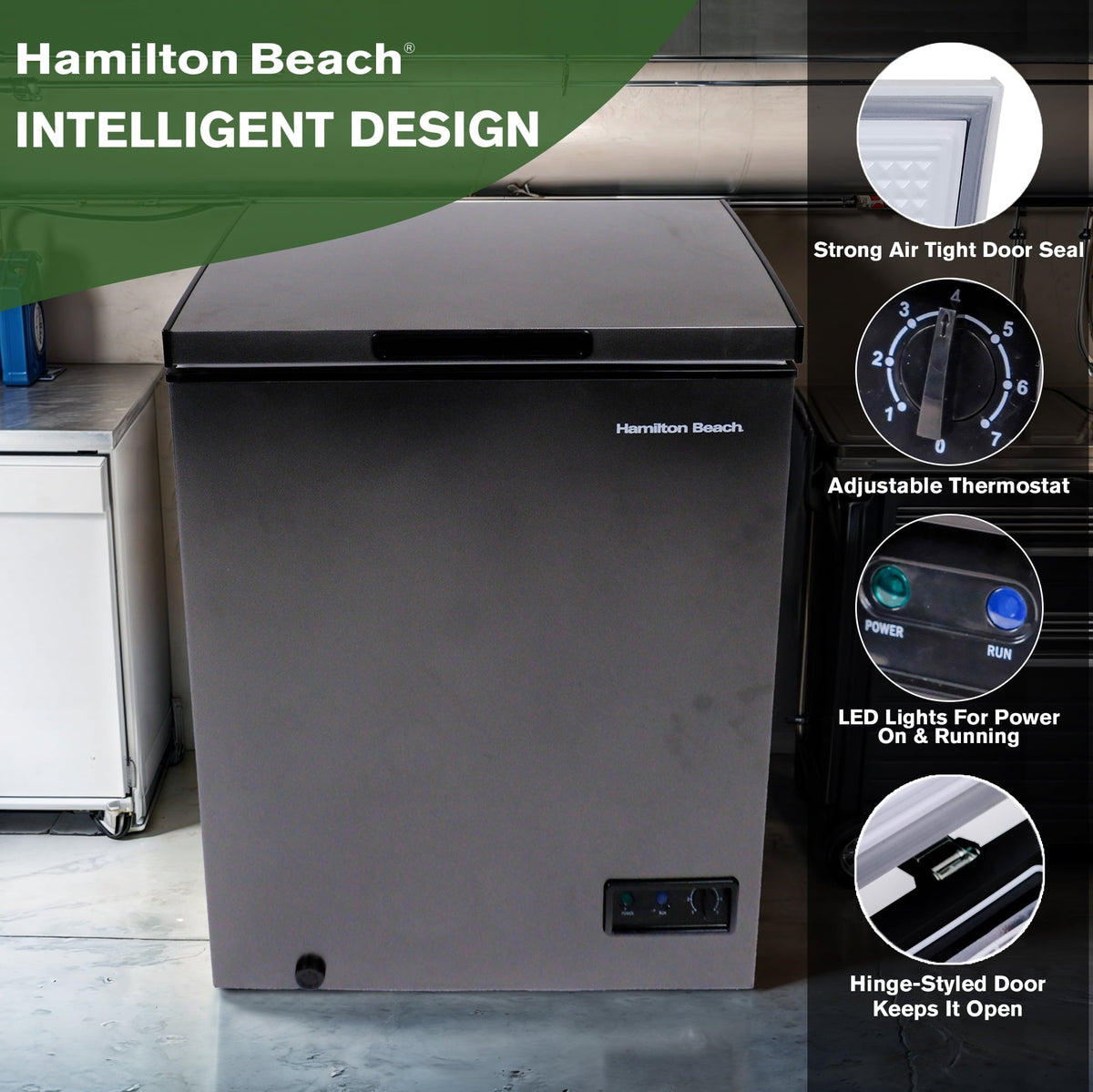 Hamilton Beach 5.0 Cu. ft. Garage Ready Chest Freezer, Dark Granite Finish