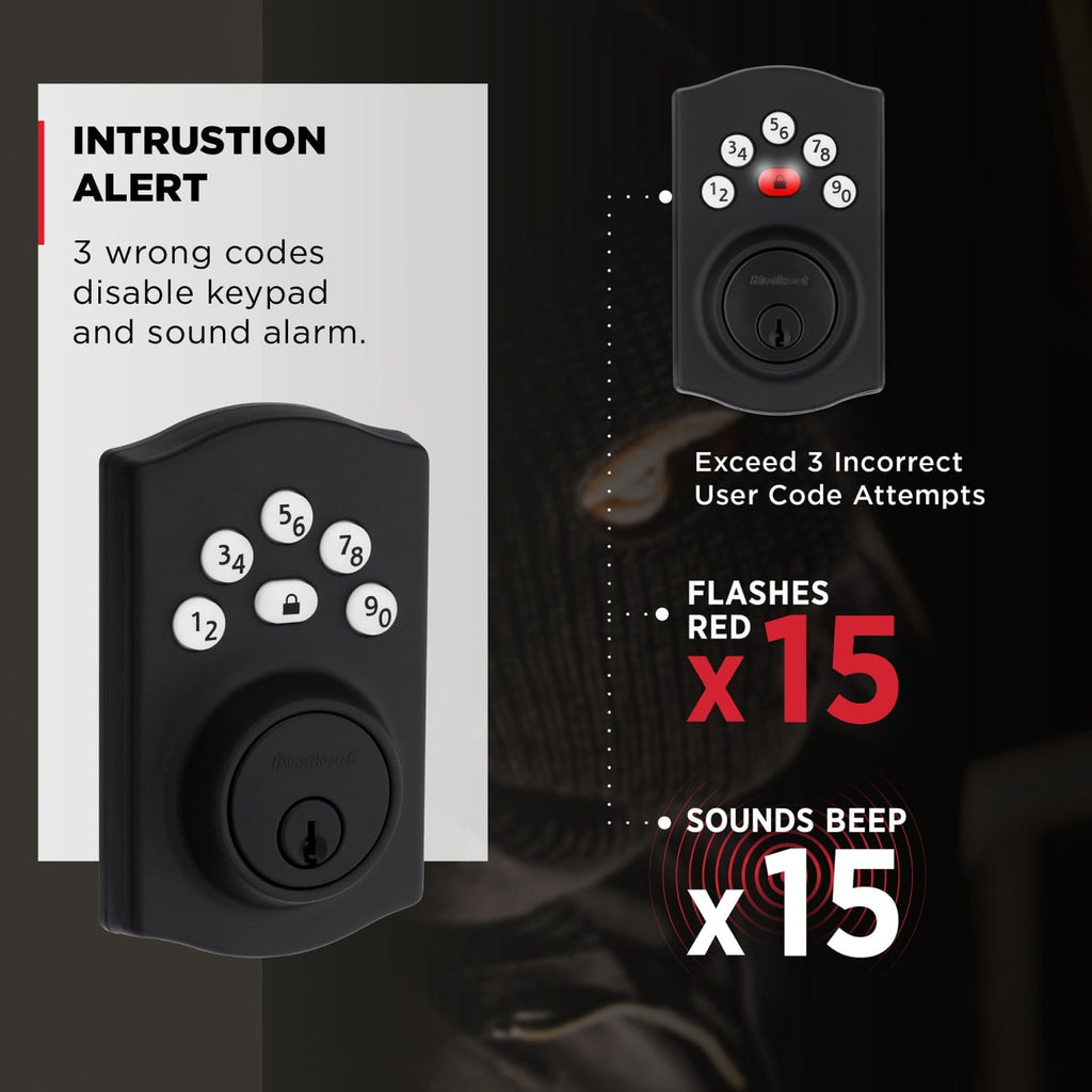 Kwikset Powerbolt 240 Matte Black 5-Button Keypad Traditional Electronic Deadbolt Door Lock