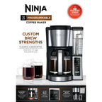 Ninja 12-Cup Programmable Drip Coffee Maker, 2 Brew Styles, Adjustable Warming Plate, CE250, Black/Stainless Steel