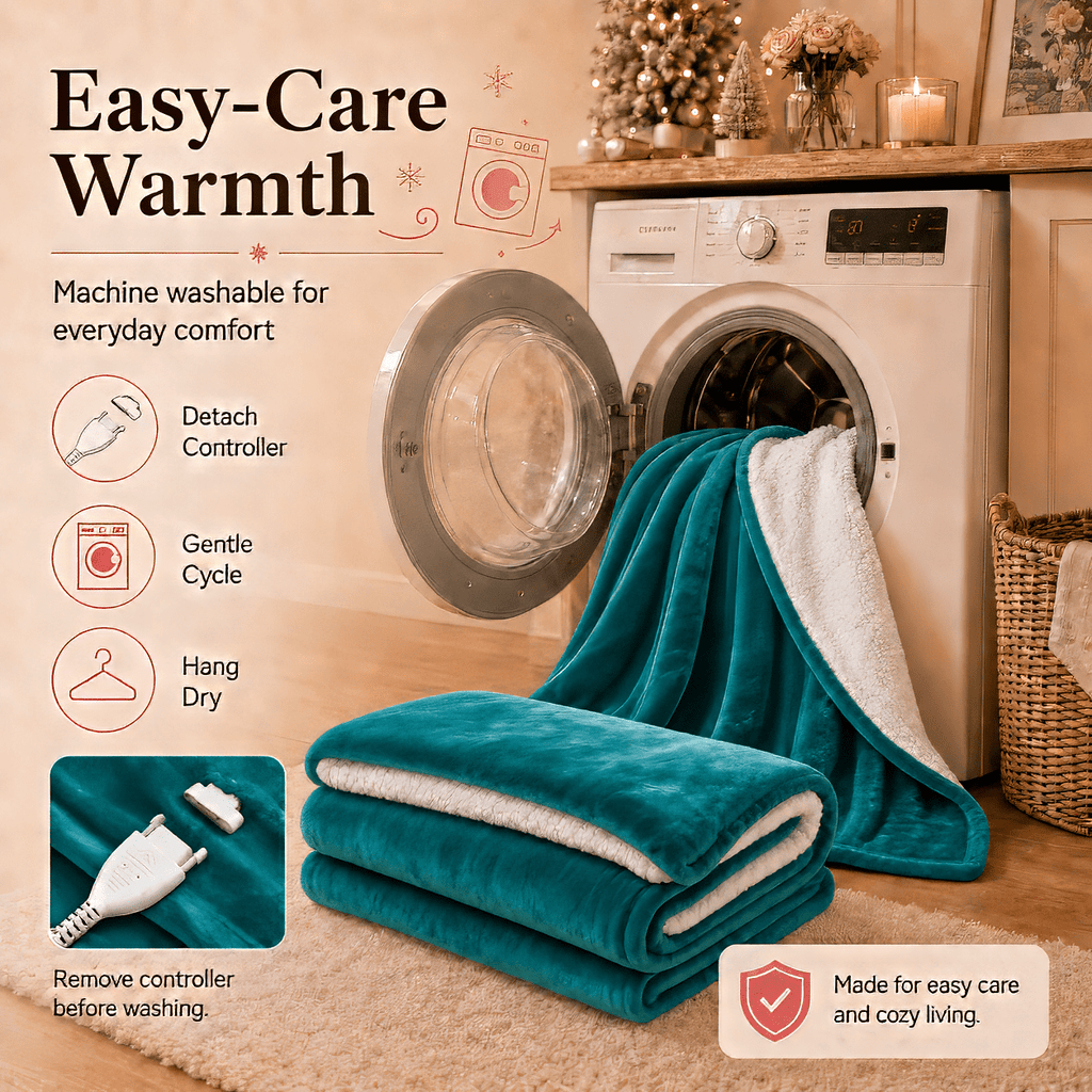 PYROEPLEEA Heated Electric Blanket Full Size 72 x 84 in, Flannel Sherpa, 6 Heat Settings, 1-12 Hour Auto Off, Machine Washable for Bed or Couch-Green