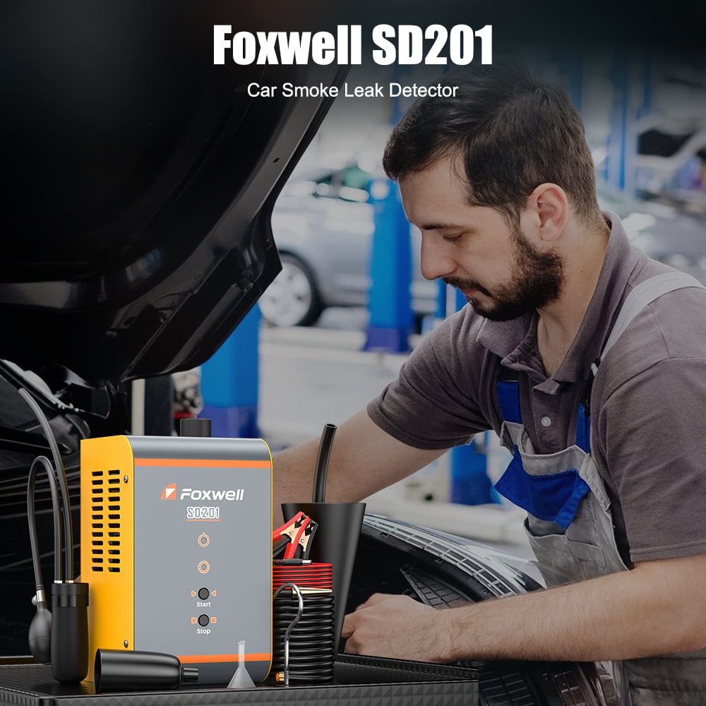 FOXWELL SD201 Car Smoke Leak Detector, Automotive EVAP Smoke Machine, Fuel Pipe Vacuum Smoke Diagnostic for Cars Motorcycles Trucks