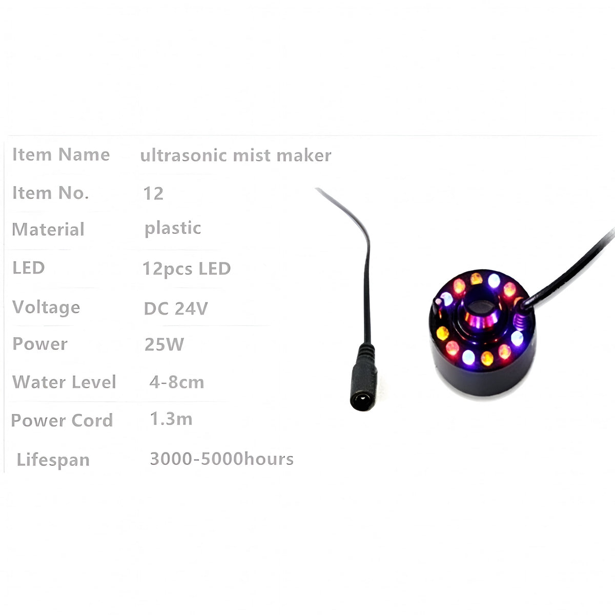 HIBIBUD Mist Maker Mini Pond Fog Machine,Halloween Mist Maker Fogger 12 LED Lights Aluminum With Adjustable Controller Guard,Indoor Fountain Mister Foggers,Water Feature Use.