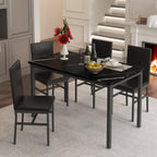 5 Piece Dining Table Set, Modern Faux Marble Tabletop and 4 PU Leather Upholstered Chairs, Rectangle Kitchen Table and Chairs for 4 Persons, Small