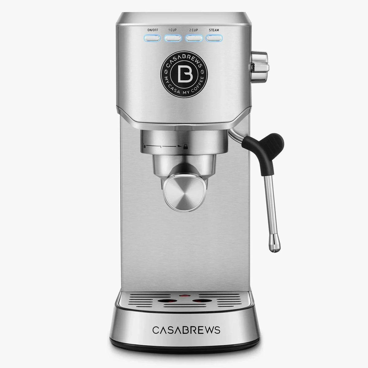 CASABREWS Espresso Machine With 20-Bar Pressure, 34 oz Water Tank, Milk Frother, Silver - 5418Basic