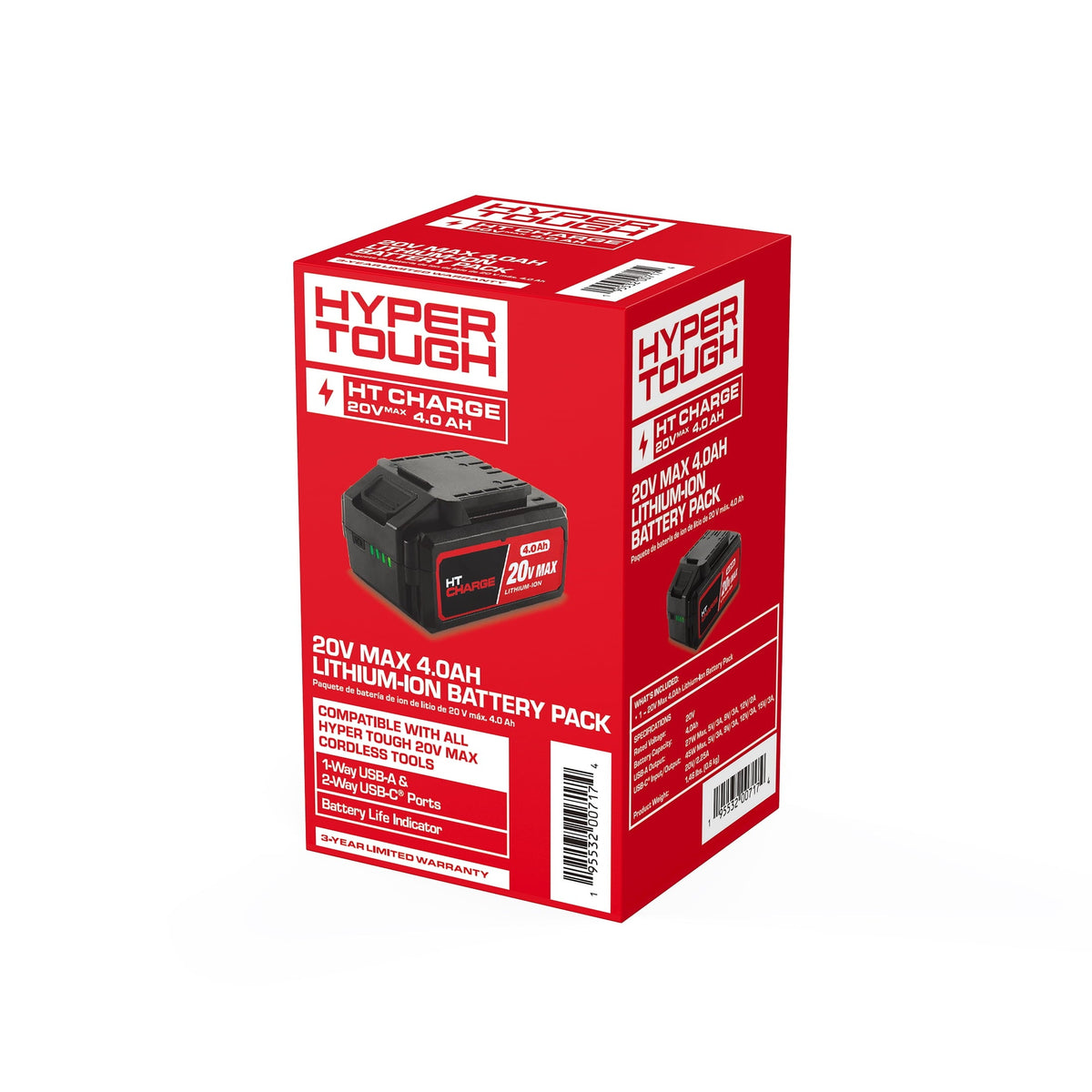Hyper Tough 20V Max 4.0Ah USB A+C Lithium-Ion Battery Pack