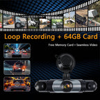4-Channel Dash Cam with 1080P Front, Inside & Rear Cameras, Night Vision, HDR, G-Sensor, Loop Recording & 24HR Parking Mode