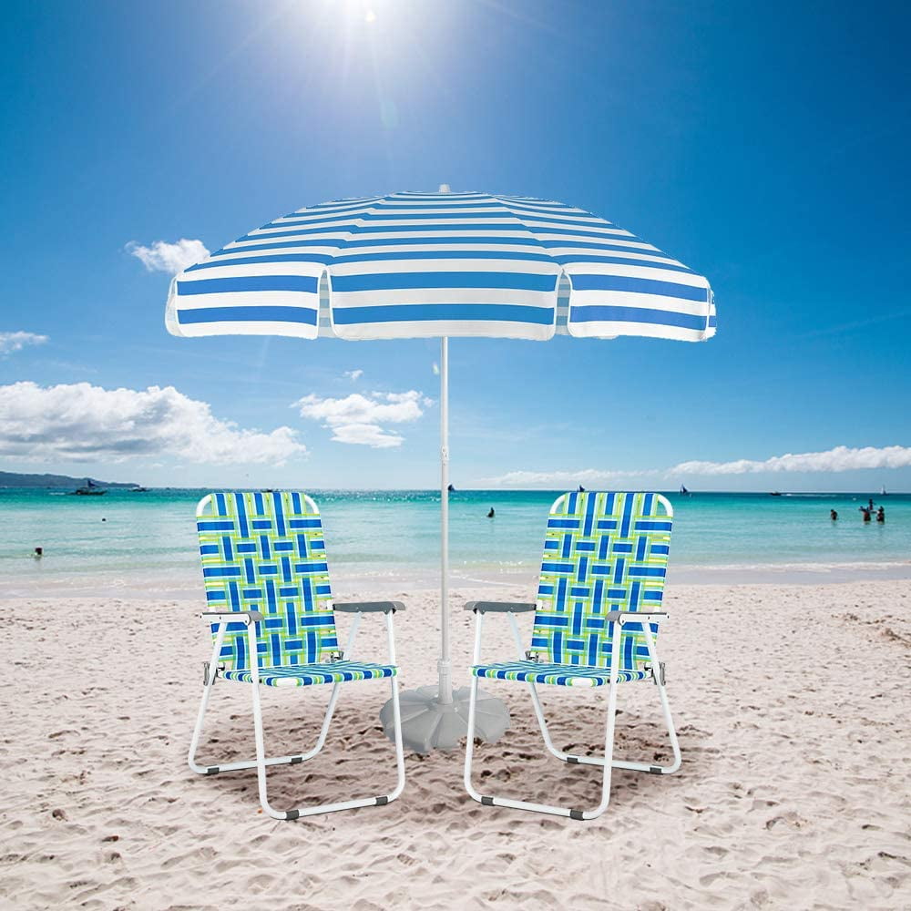 PEXMOR Patio Lawn Webbed Folding Chairs, Outdoor Beach Chair Portable Dining Chair for Outdoors, Classic, 2 Pack