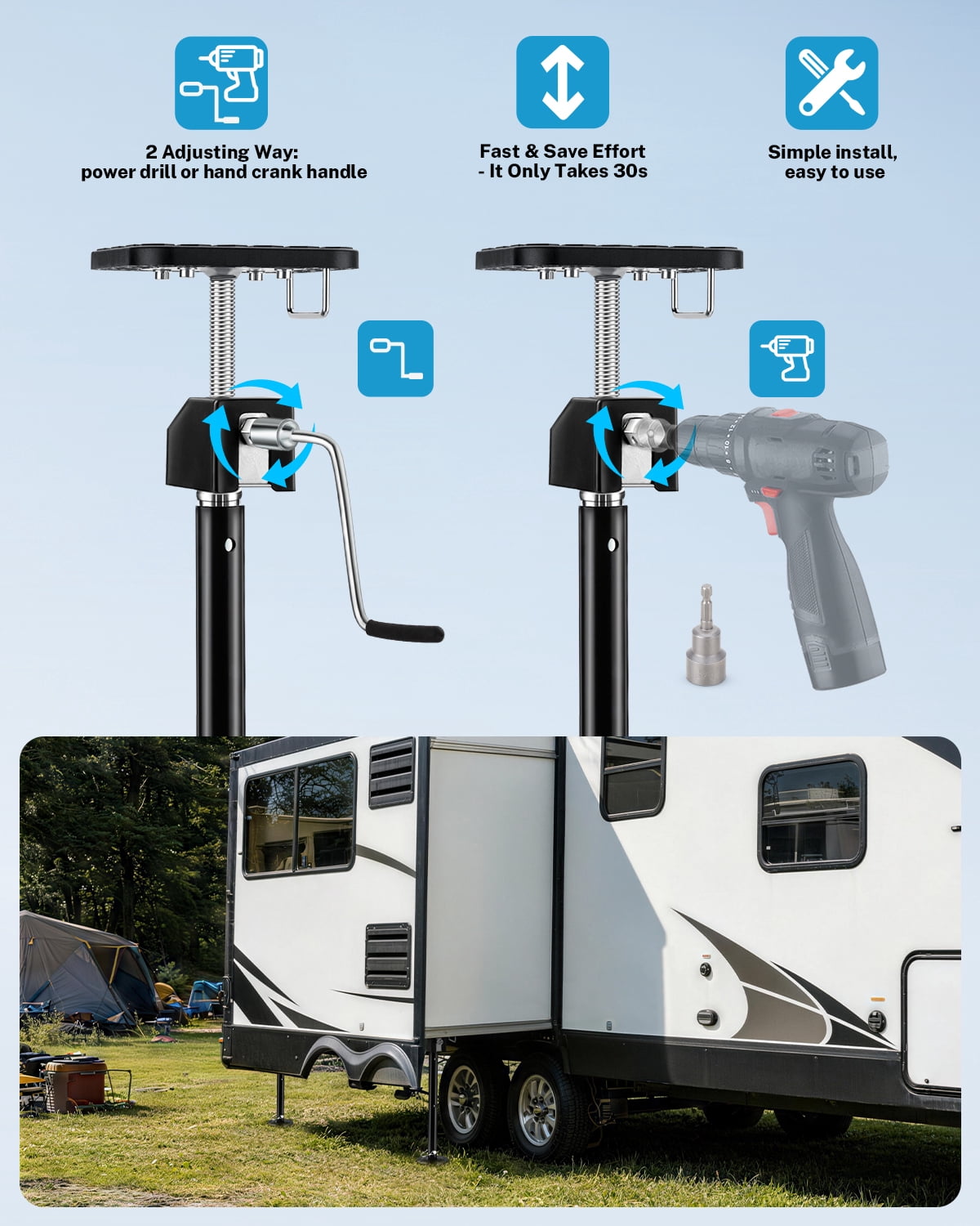 Kohree 4 Pack RV Slide Out Support Jacks with a Flat Top Support Block,Total up to 20,000lb Adjust from 20"-49",Heavy Duty Stabilizer Jacks for