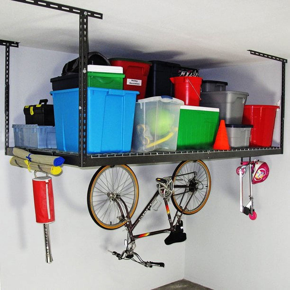 MonsterRax 4x8 Overhead Garage Storage Rack 600lb Weight Capacity - 12" - 24" Adjustable Height
