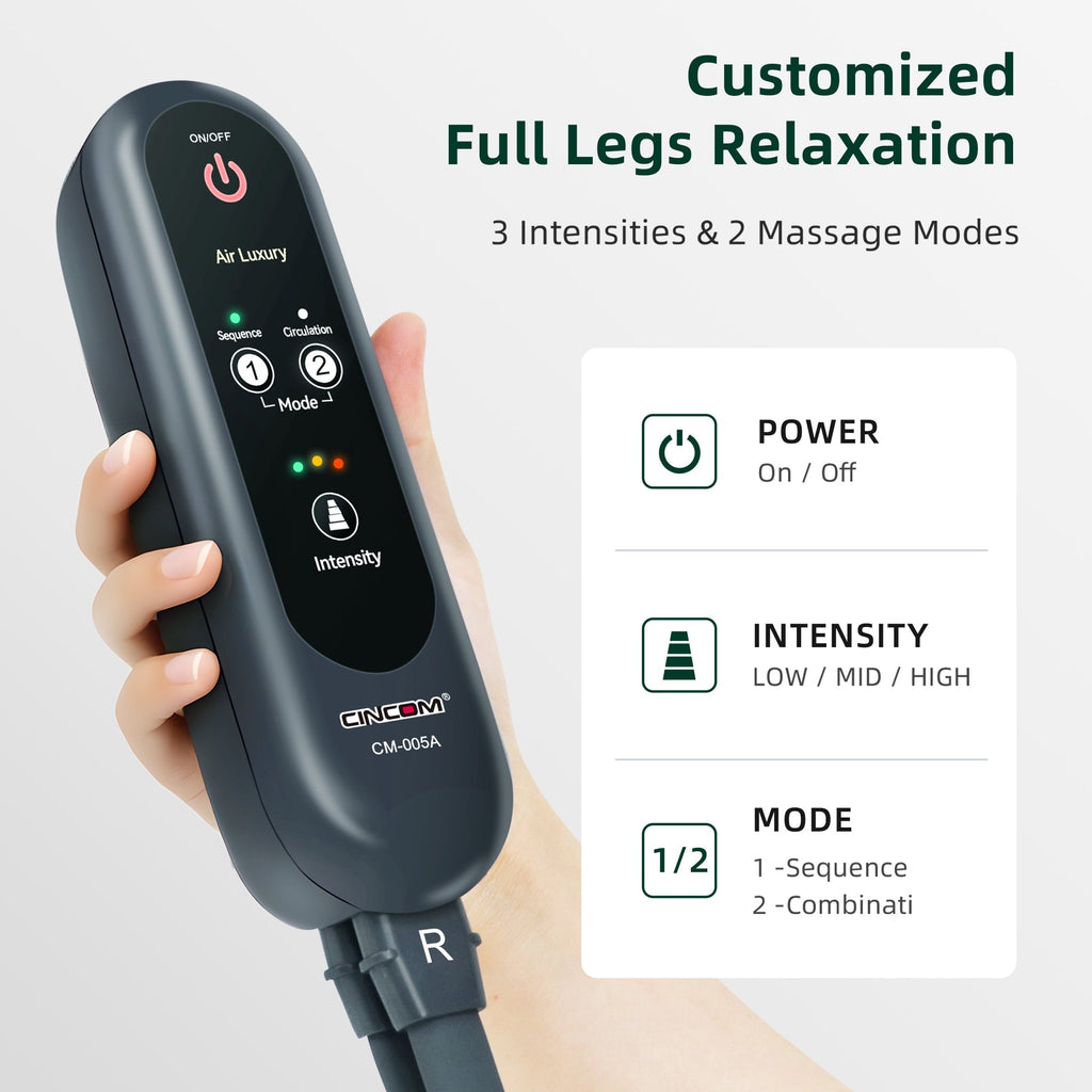 CINCOM Leg Massager for Circulation Air Compression Calf Massager for Muscles Relaxation FSA/HSA Eligible, Grey