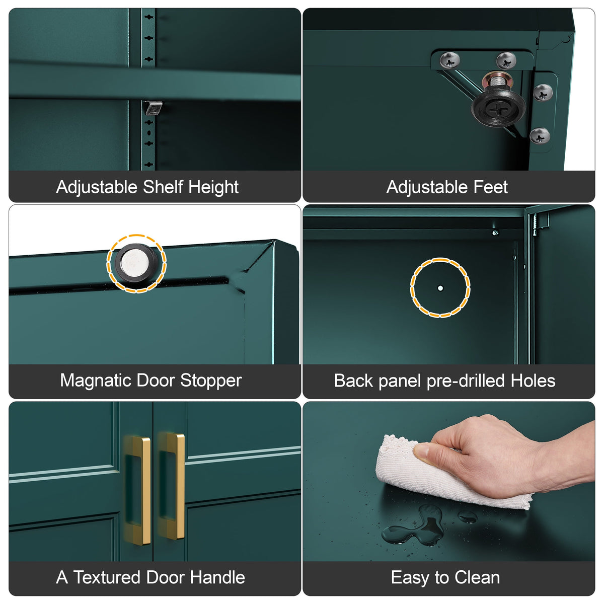 Polup 71" Green Pantry Storage Cabinet with 2 Doors, Tall Metal Kitchen Cabinet with Adjustable Shelves, Freestanding Cupboard for Garage, Laundry
