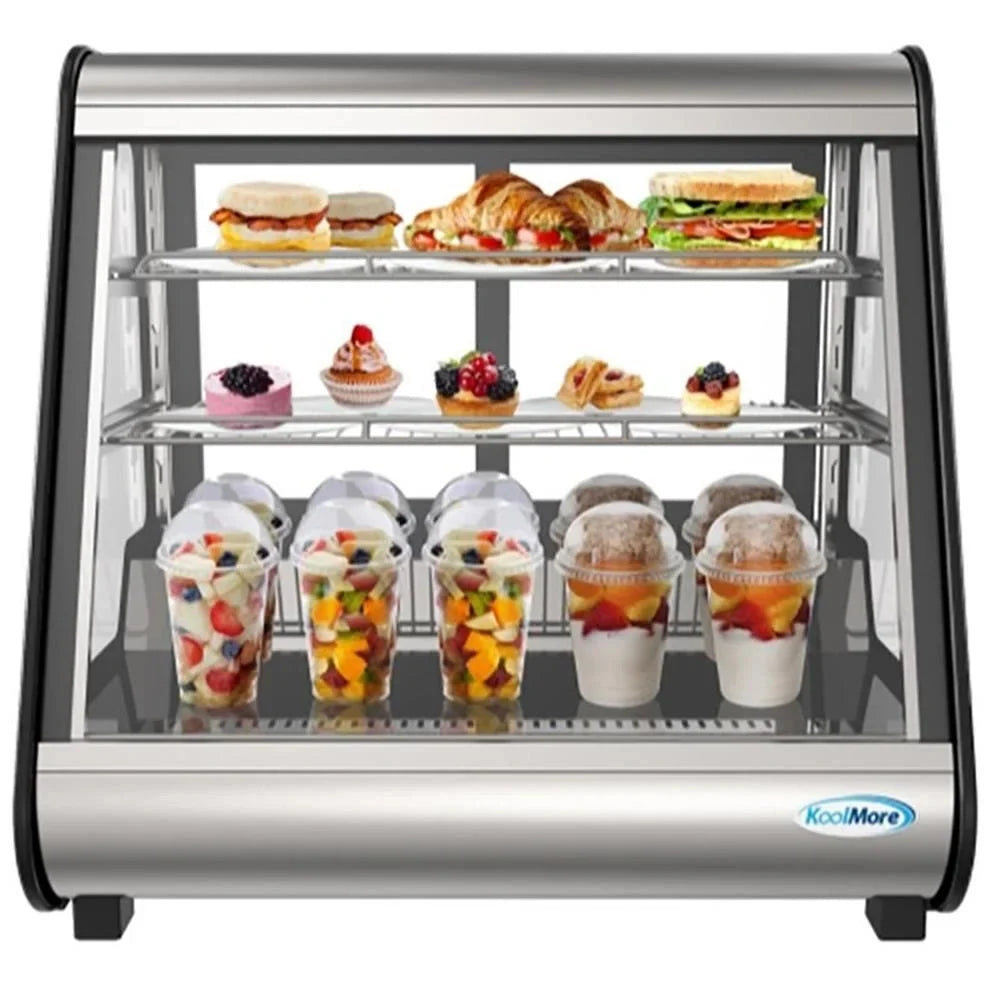 KoolMore 35 inch NSF Commercial Countertop Refrigerator Display Case, 5.6 Cu. Ft., Black And Stainless Steel - CDC-5C-BK