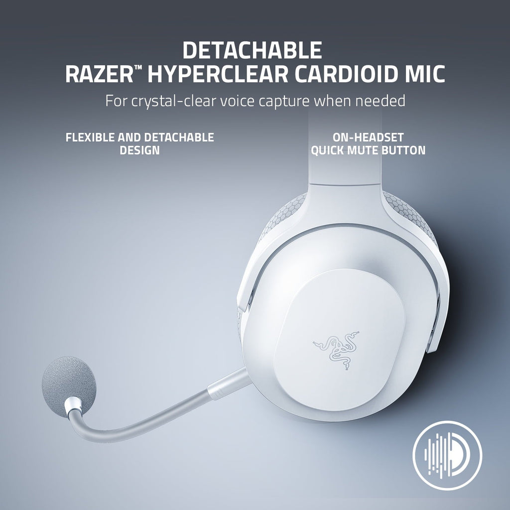 RAZER BARRACUDA X (2022) - 2.4GHz Wireless/BT Headset, Multi-Platform Gaming and Mobile - Mercury (White)