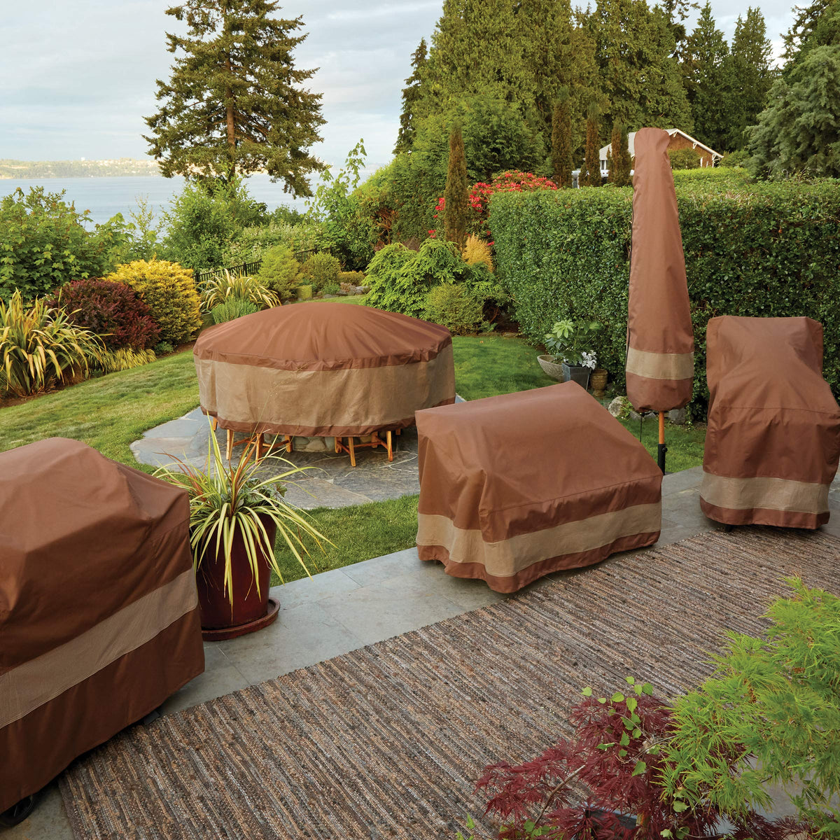 DUCKCOVERS Ultimate Waterproof Patio Sofa Cover, Outdoor Couch Cover with All Weather Protection, Patio Furniture Covers with Attachment Strap, 77"W