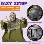 JOYIN Halloween Animated Zombie Groundbreaker Outdoor Decor with Light Up Eyes Creepy Animatronic Decorations with Movable Arms for Halloween Party